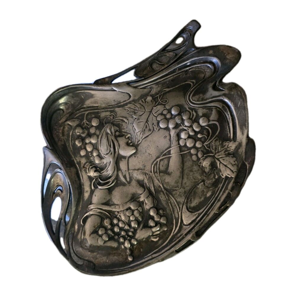Antique ART NOUVEAU Calling Card Tray by American Silver Plate Pewter c.1900